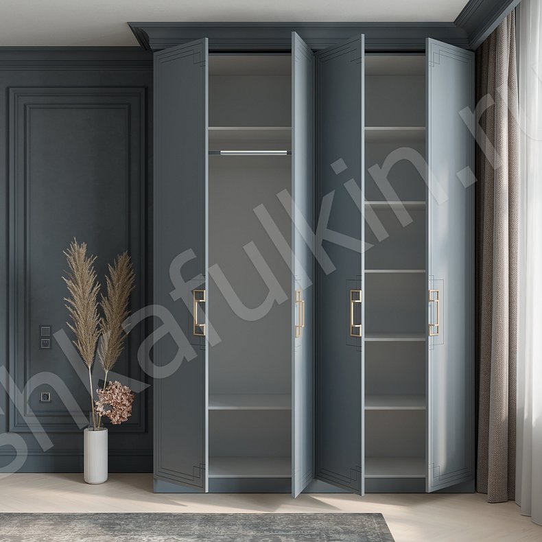 Изображение Шкаф Метрополитан Темные Серый Современный 4х створчатые Гостиная Для вещей 2
