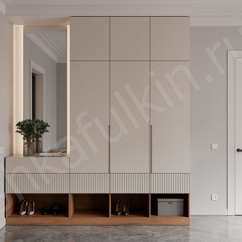 Прихожая Жардин Древесный Коричневый Светлые Современный 3х створчатые Прихожая Для вещей