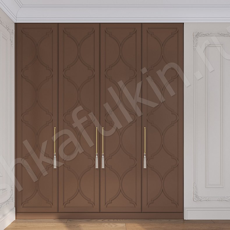 Изображение Гарнитур Айлин Белый Коричневый Светлые Темные Неоклассика 4х створчатые Спальня Для белья Для вещей 2