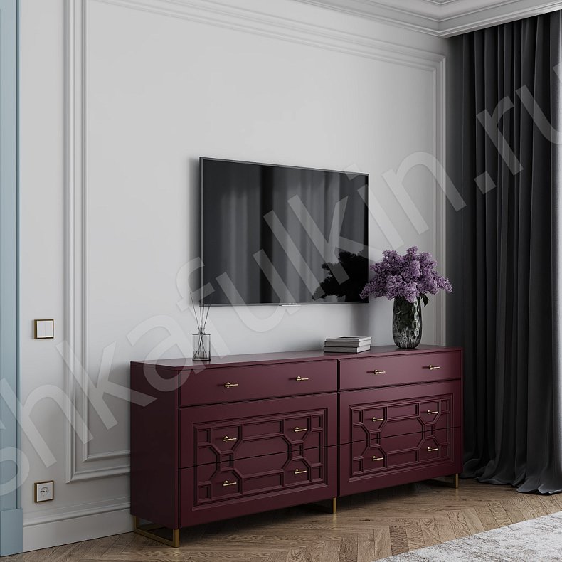 Изображение Гарнитур Сакура Белый Неоклассика 4х створчатые Спальня Для белья Для вещей 6