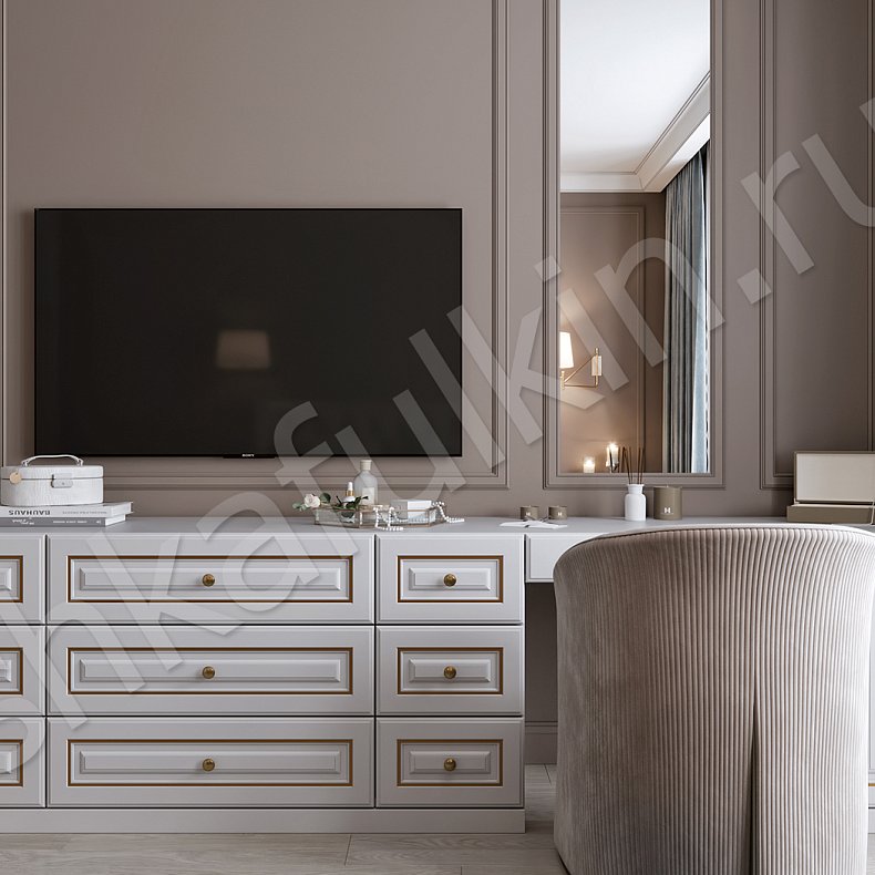 Изображение Гарнитур Примадонна Золото Белый Классика 4х створчатые Спальня Для вещей 6