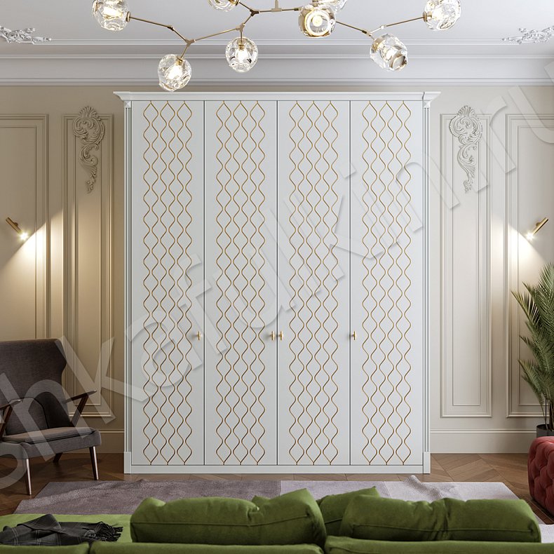 Изображение Распашной шкаф Кармен Светлые Золото Белый Классика 4х створчатые Гостиная Для вещей 1
