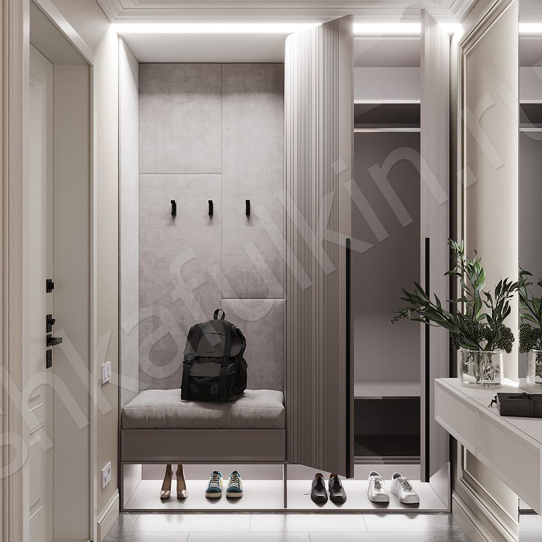 Изображение Прихожая Флора Цветной Серый Светлые Зеленый Современный 2х створчатые Прихожая Для вещей 4