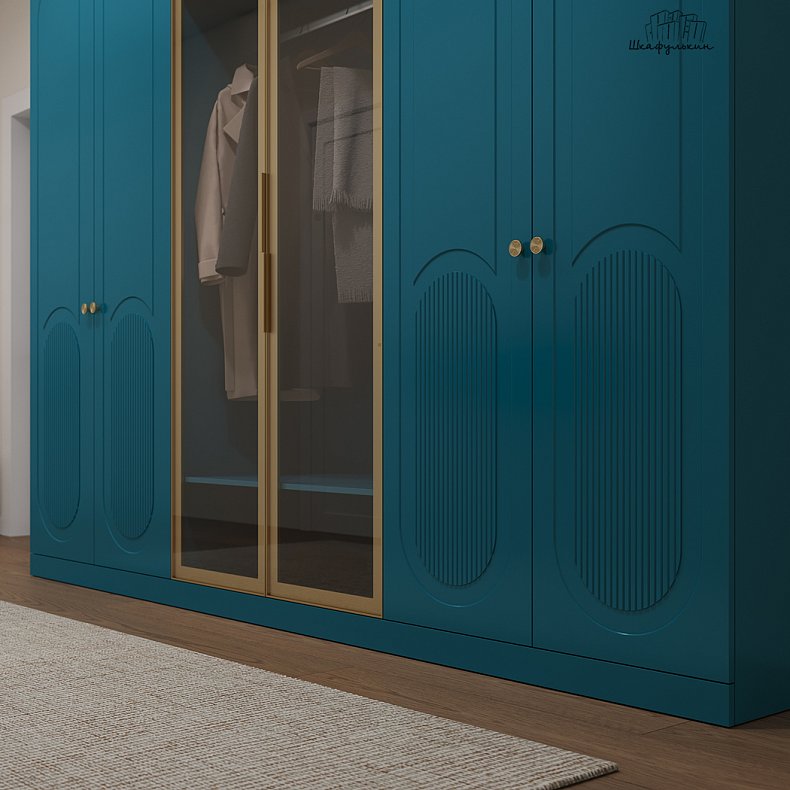 Прихожая Маурис Темные Синий Цветной Современный 6и створчатые Прихожая Для вещей 4