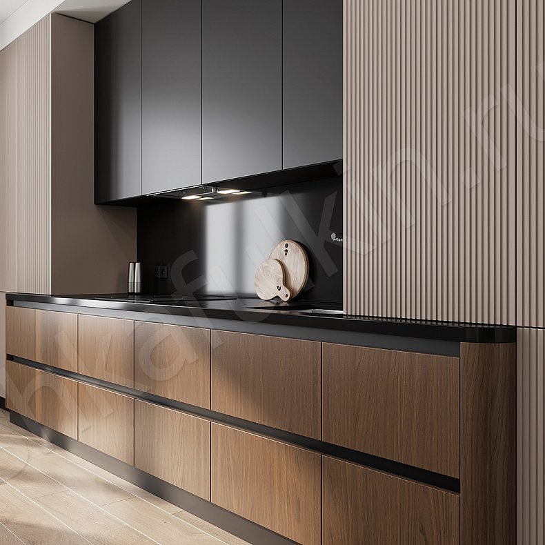 Изображение Кухня Лальберо Светлые Коричневый Древесный Современный Для посуды Для декора 2