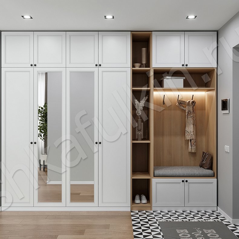 Прихожая Хюгге Белый Светлые Скандинавский 4х створчатые Прихожая Для вещей