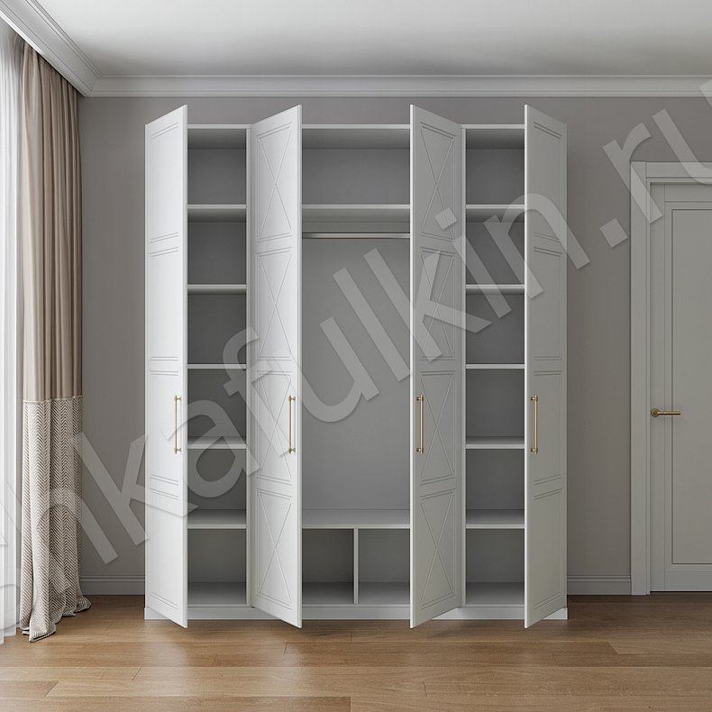 Шкаф Хемнэс Белый Красный Серый Светлые Классика 4х створчатые Гостиная Для вещей 18