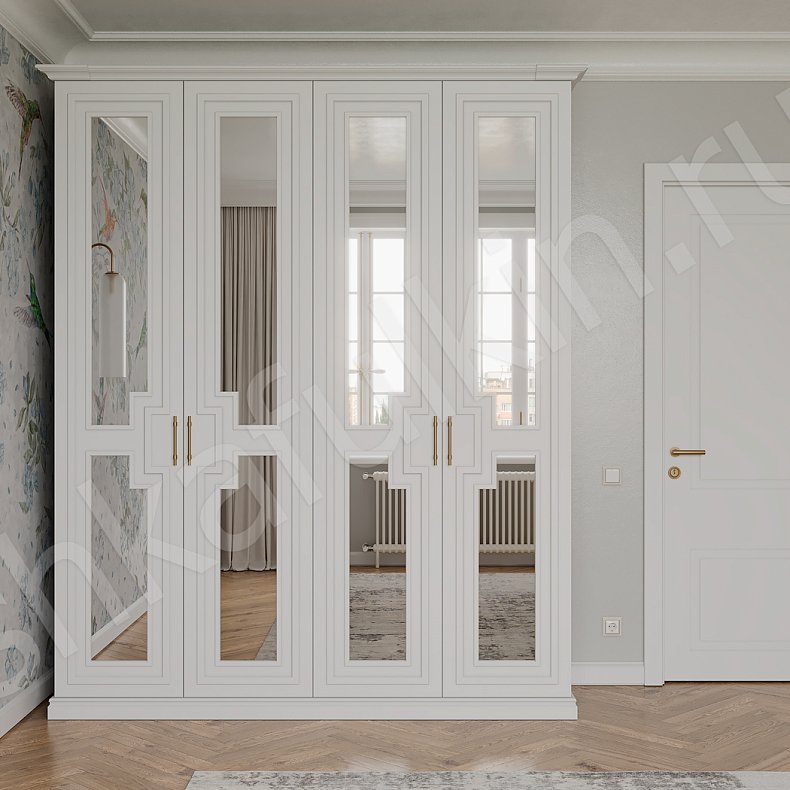 Шкаф Мадонна Белый Неоклассика 4х створчатые Спальня Для вещей 2