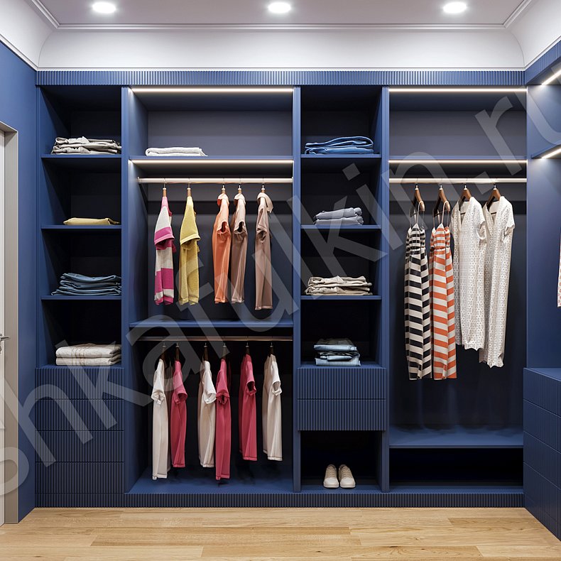 Гардеробная Паркер Синий Современный  Гардеробная  1