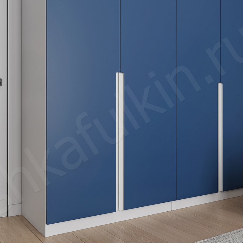 Изображение Распашной шкаф Ламо Белый Цветной Синий Современный 4х створчатые Гостиная Для вещей 7