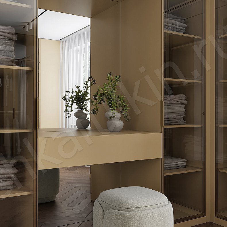 Гардеробная Мауриццо Светлые Золото Коричневый Современный  Гардеробная Для вещей Для белья 4