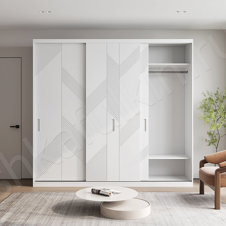 Шкаф-купе Фернандо Белый Древесный Серый Светлые Темные Современный 3х створчатые Гостиная Для вещей 8