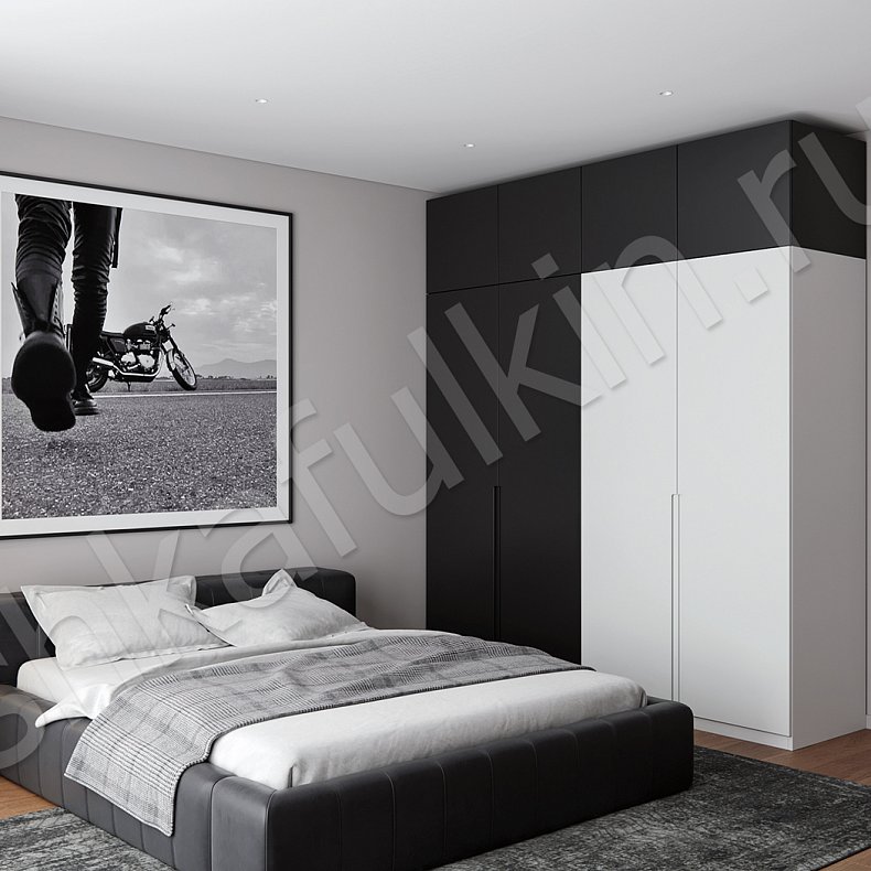 Изображение Распашной шкаф Миллер Белый Черный Серый Светлые Минимализм 4х створчатые Спальня Для вещей 1