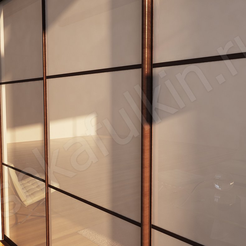 Шкаф-купе со стеклом Джуно Светлые Коричневый Современный 3х створчатые Гостиная Для вещей 2