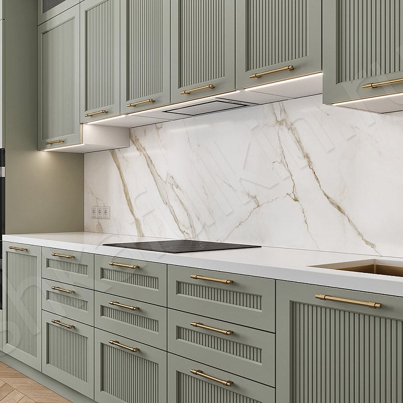 Кухня Шелдон Зеленый Светлые Цветной Неоклассика   Для посуды 5