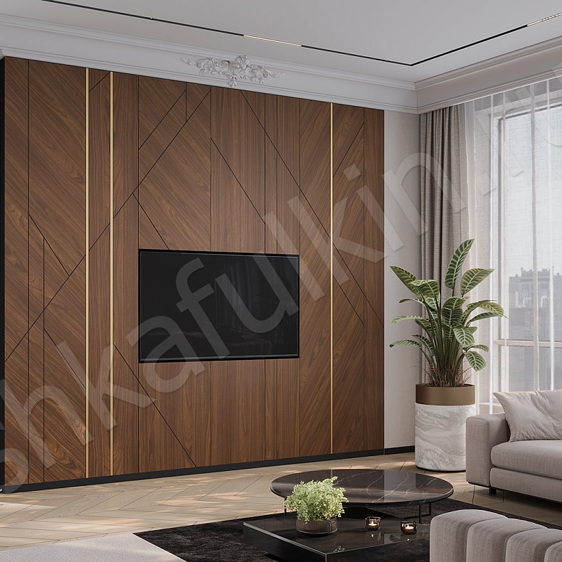 Изображение Стенка Орион Светлые Древесный Современный 6и створчатые Гостиная Под ТВ 1