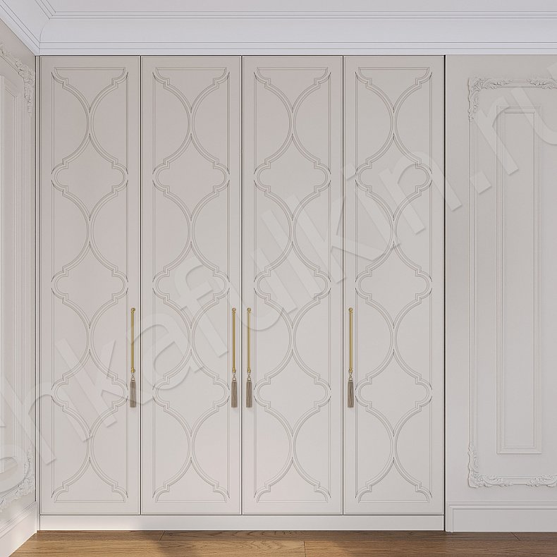 Изображение Гарнитур Айлин Белый Коричневый Светлые Темные Неоклассика 4х створчатые Спальня Для белья Для вещей 3