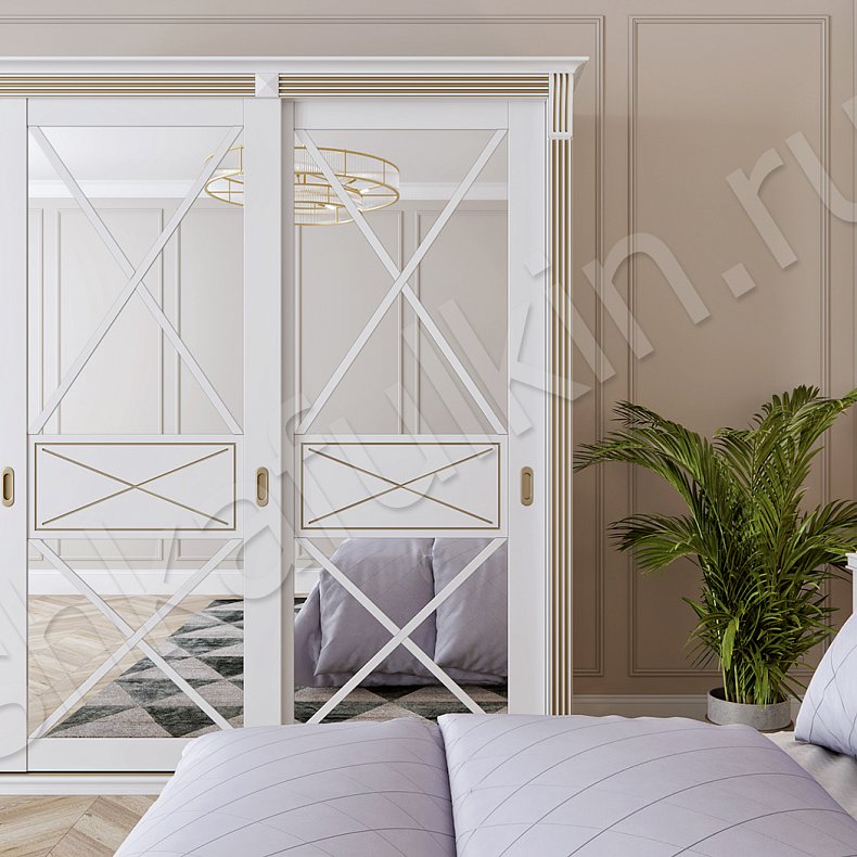 Корпусный шкаф-купе Мио Белый Классика 2х створчатые Спальня  2