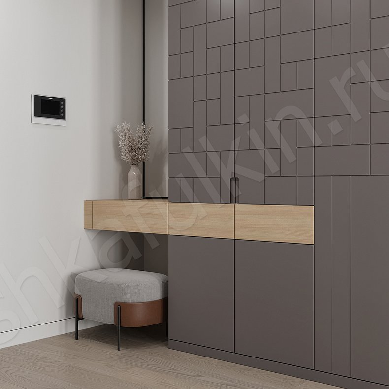 Прихожая Честер Древесный Темные Серый Современный 4х створчатые Коридор Для вещей 2