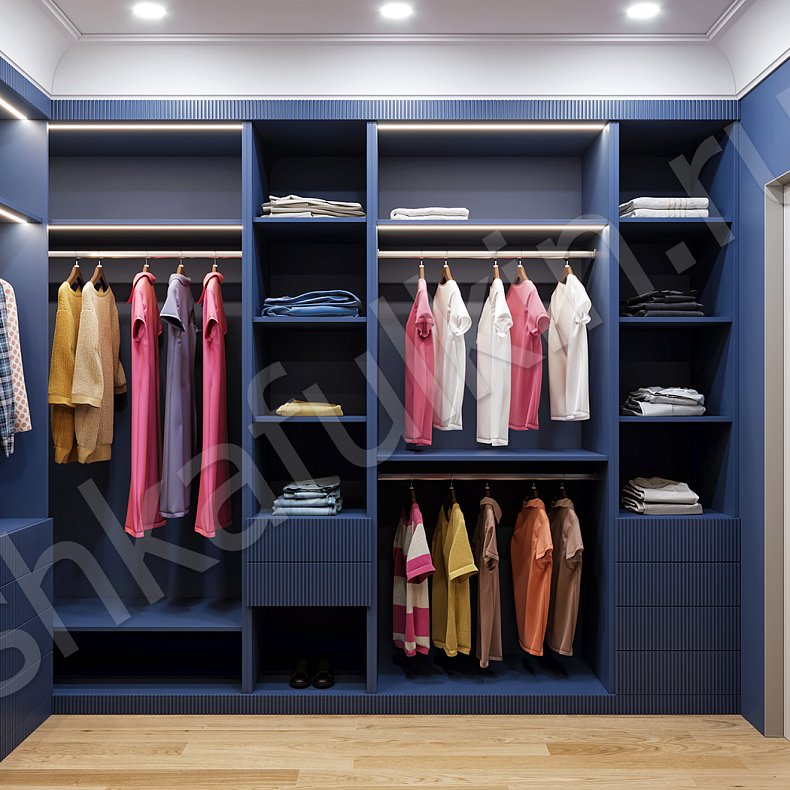 Гардеробная Паркер Синий Современный  Гардеробная 