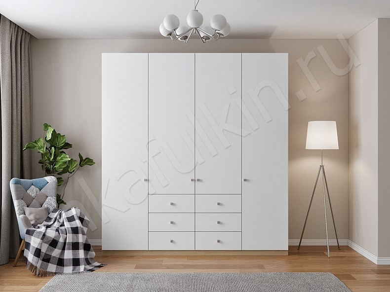 Корпусный шкаф Джерри Белый Прованс 4х створчатые Спальня 