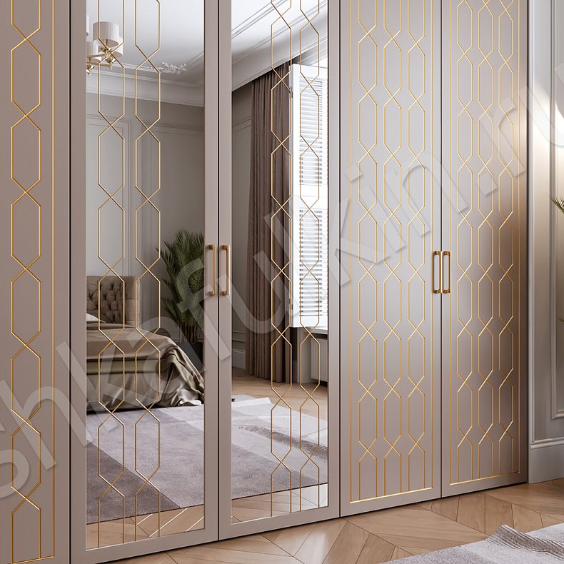 Изображение Шкаф Реденталь Коричневый Золото Светлые Модерн 6и створчатые Гостиная Для вещей 2