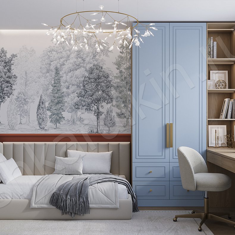 Изображение Детская Моррис Светлые Синий Цветной Неоклассика Детская Для вещей Для декора Для книг 1