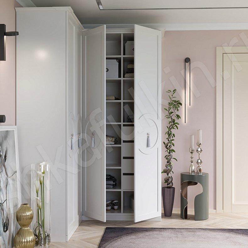 Угловой шкаф Агава Белый Классика 4х створчатые Спальня Для вещей 1