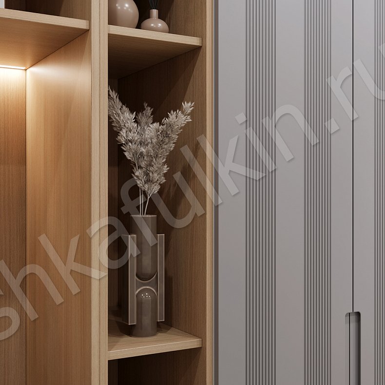 Прихожая Китти Серый Модерн 4х створчатые Прихожая Для вещей 5