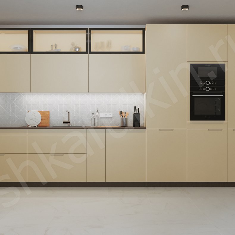 Изображение Кухня Мангини Светлые Коричневый Минимализм Для посуды 5