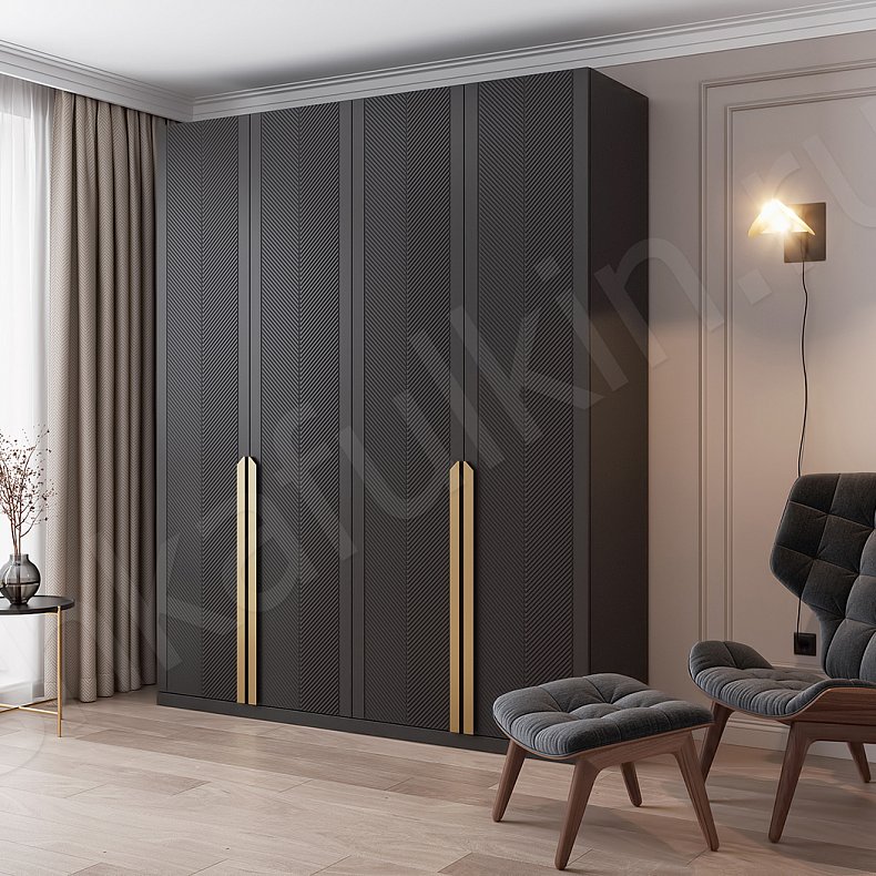 Шкаф Анабэль Белый Черный Светлые Темные Неоклассика 4х створчатые Гостиная Для вещей 1