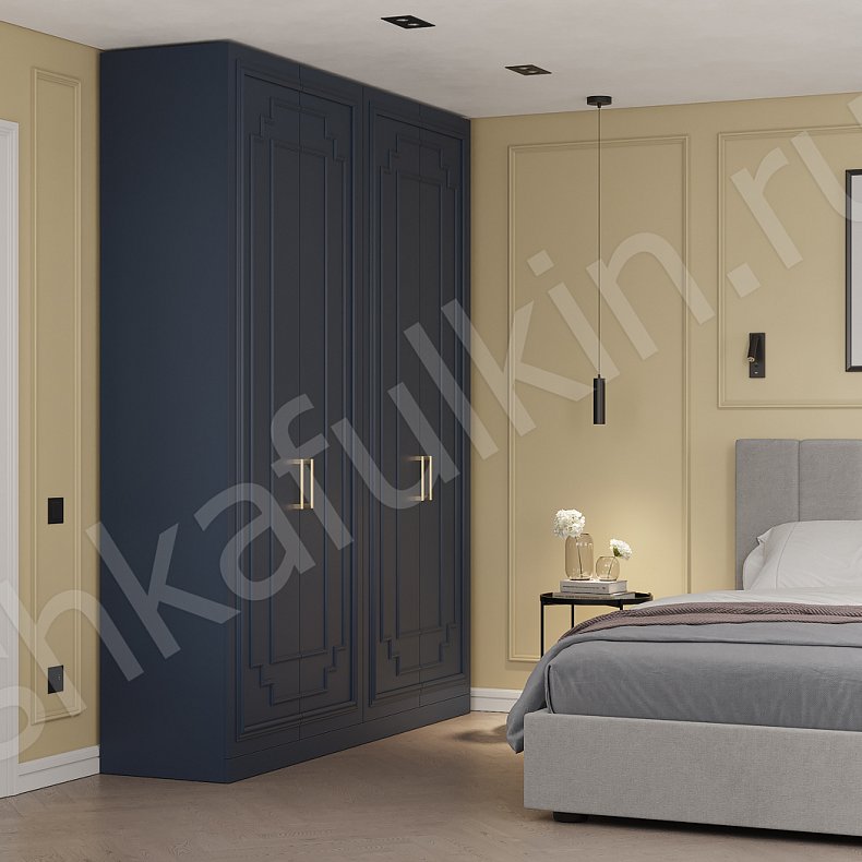 Шкаф Роперо Белый Цветной Синий Неоклассика 4х створчатые Спальня Для вещей 2