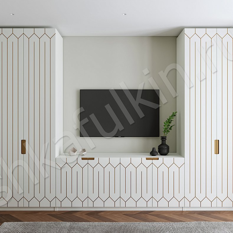 Изображение Гарнитур Франческа Белый Серый Светлые Золото Современный 2х створчатые Спальня Для вещей 2