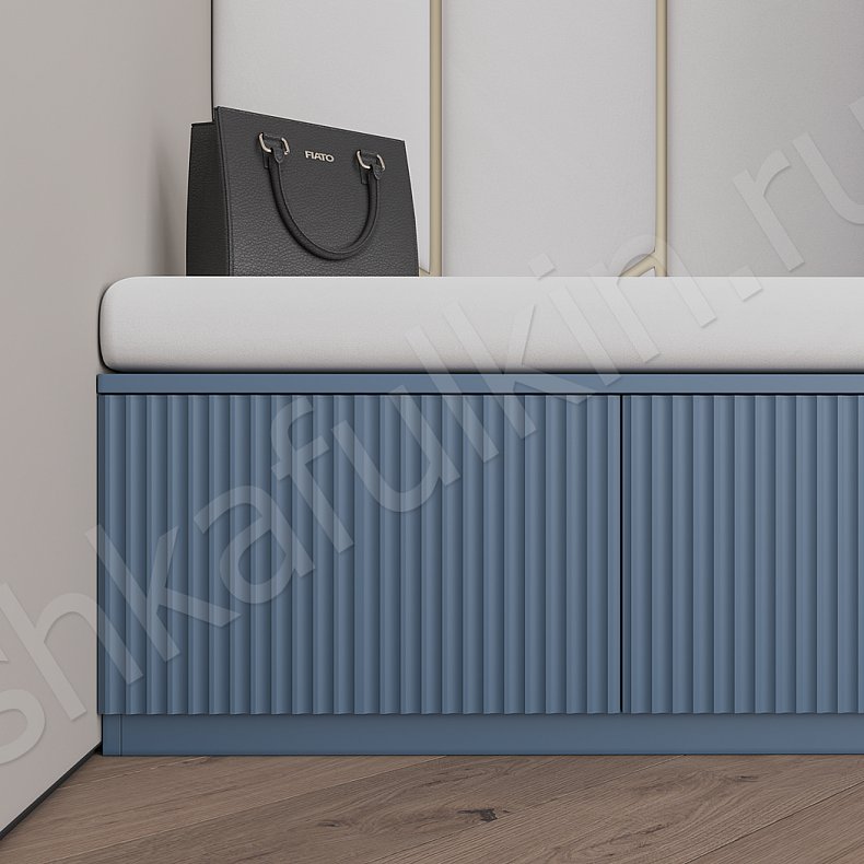 Прихожая Аврора Белый Цветной Синий Светлые Неоклассика 2х створчатые Прихожая Для вещей 7