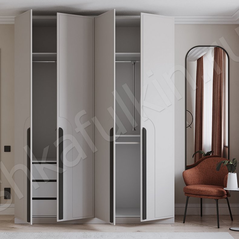 Изображение Шкаф Варта Белый Цветной Красный Скандинавский 4х створчатые Спальня Для вещей 9