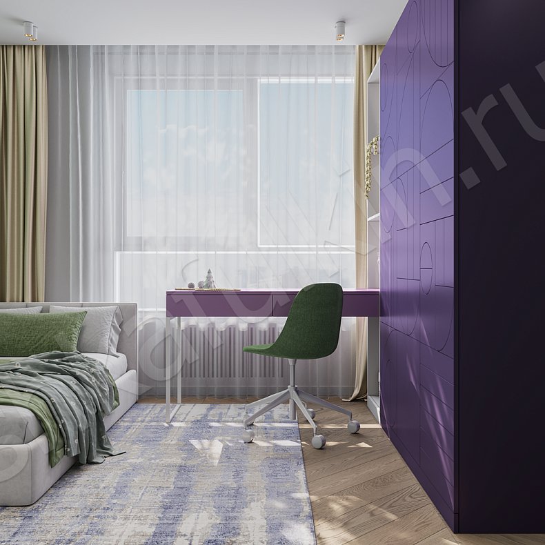 Изображение Детская Роллан Зеленый Современный 3х створчатые Детская Для книг Для вещей 8