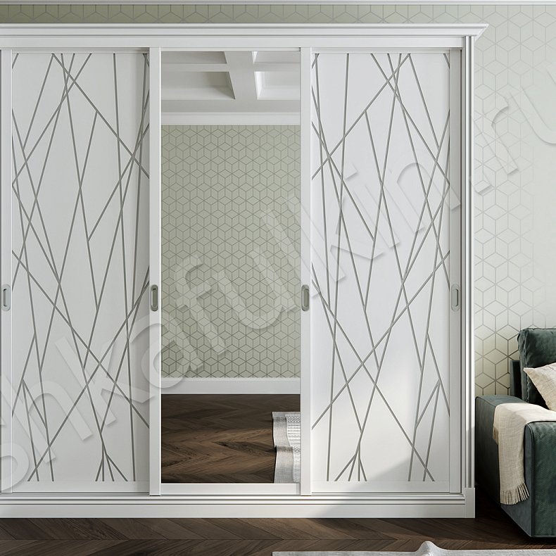 Угловой шкаф-купе Милора Белый Светлые Модерн 5и створчатые Гостиная Для вещей 2