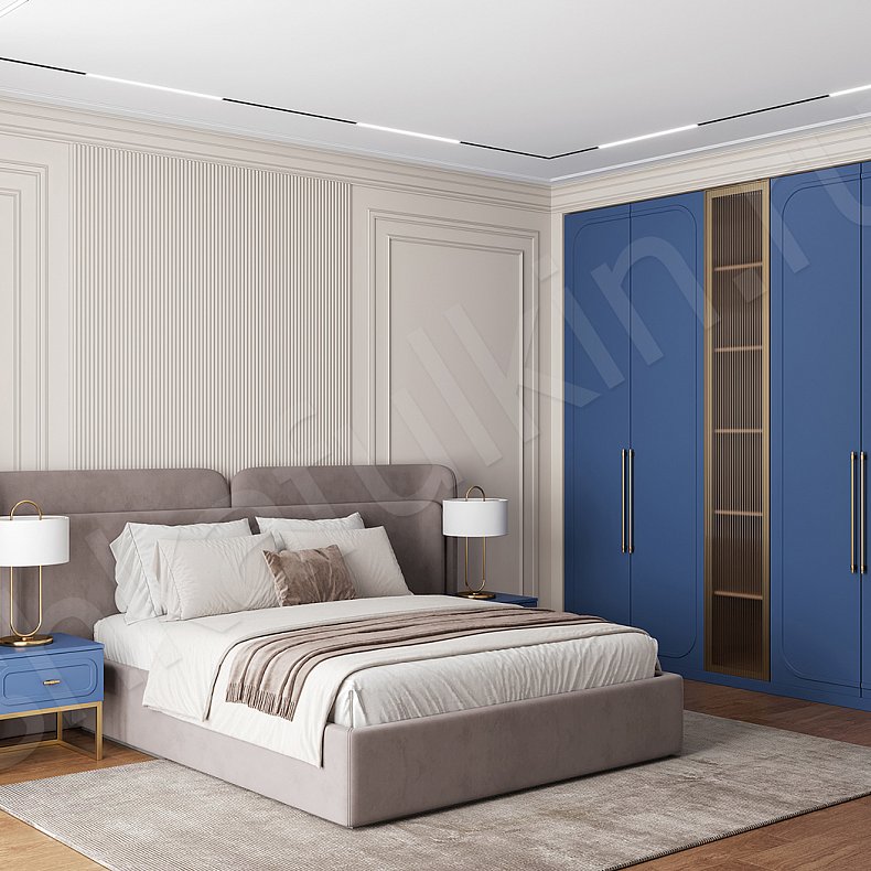 Гарнитур Мираж Белый Цветной Синий Светлые Неоклассика 5и створчатые Спальня Для вещей