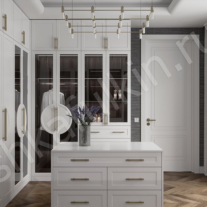 Гардеробная Омега Светлые Белый Неоклассика  Гардеробная Для вещей Для белья 2