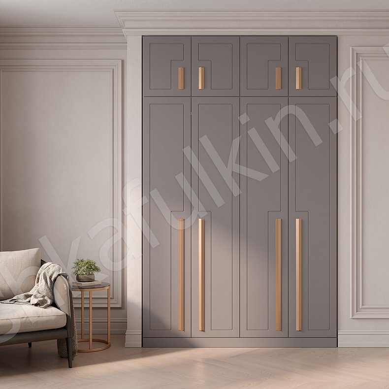 Изображение Шкаф Априори Серый Светлые Современный 4х створчатые Спальня Для вещей 1