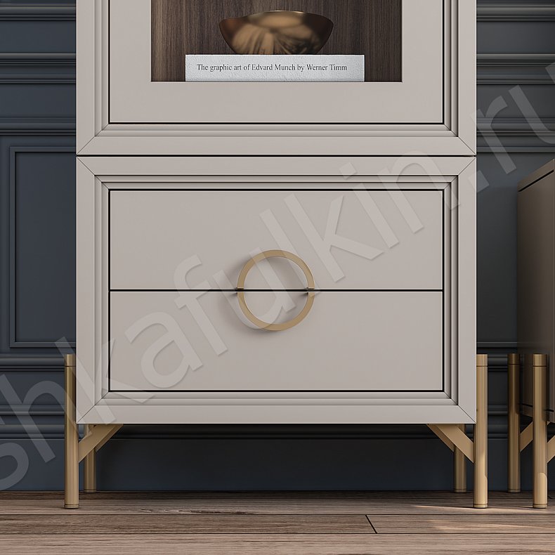 Изображение Стенка Маркиза Зеленый Светлые Синий Коричневый Цветной Белый Неоклассика 2х створчатые Гостиная Под ТВ Для декора Для книг 9