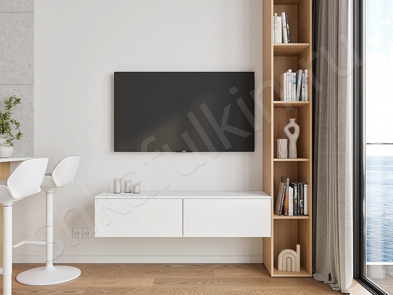 Тумба Кеплер Светлые Белый Скандинавский 2х створчатые Гостиная Под ТВ Для декора