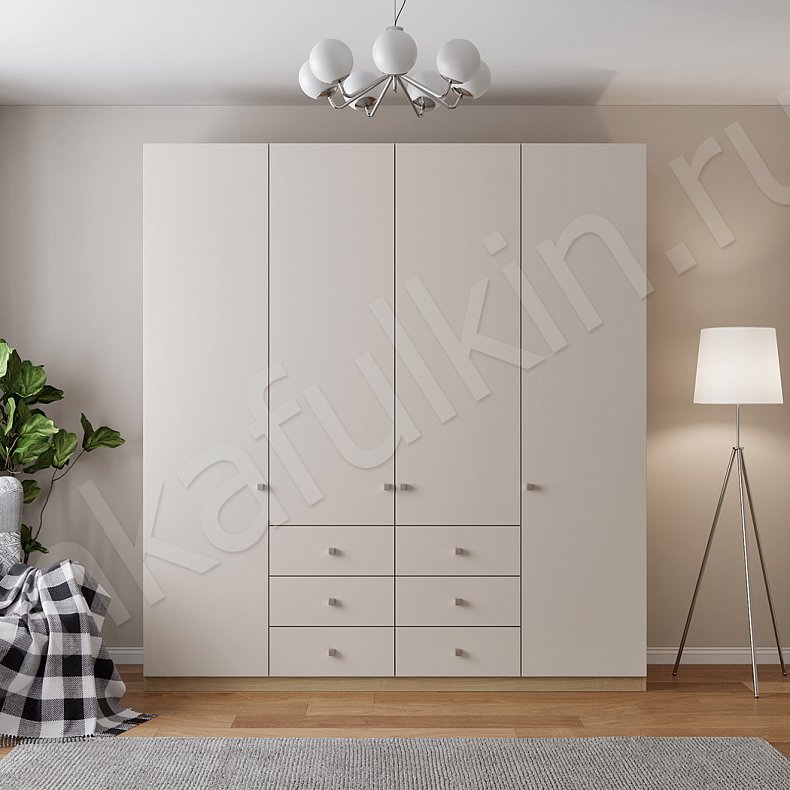 Изображение Шкаф Джерри Темные Светлые Коричневый Черный Белый Скандинавский 4х створчатые Гостиная Для вещей Для белья 1