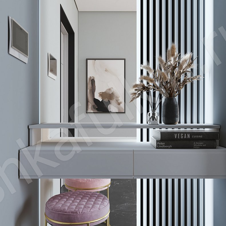 Изображение Прихожая Кьяра Белый Золото Светлые Современный 2х створчатые Прихожая Для вещей 4