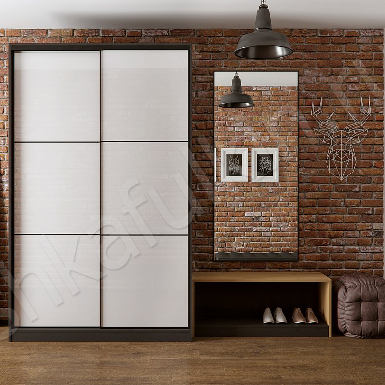 Шкаф-купе для прихожей Джуно Белый Древесный Светлые Лофт 2х створчатые Прихожая Для вещей