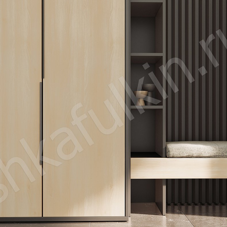 Изображение Прихожая Ларри Черный Белый Древесный Коричневый Серый Светлые Темные Минимализм 4х створчатые Прихожая Для вещей 13