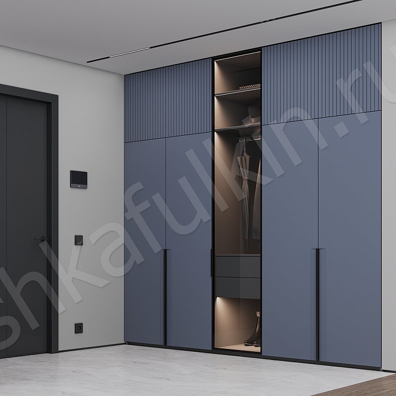 Прихожая Партенио Синий Темные Минимализм 5и створчатые Прихожая Для вещей