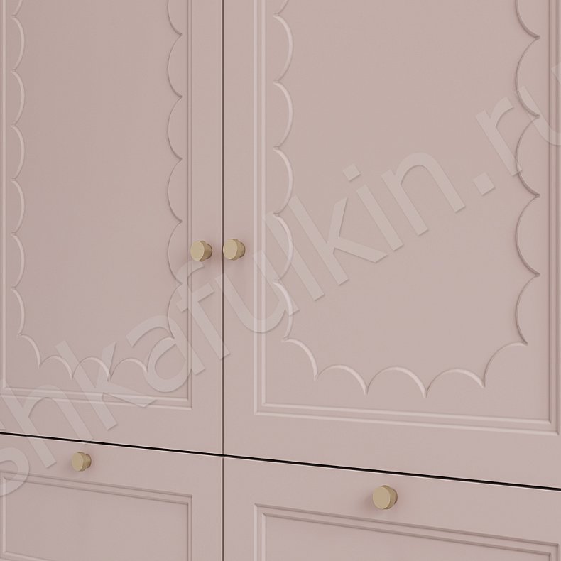 Изображение Гарнитур Аскетта Цветной Розовый Светлые Неоклассика 2х створчатые Детская Для книг Для декора Под ТВ Для вещей 4