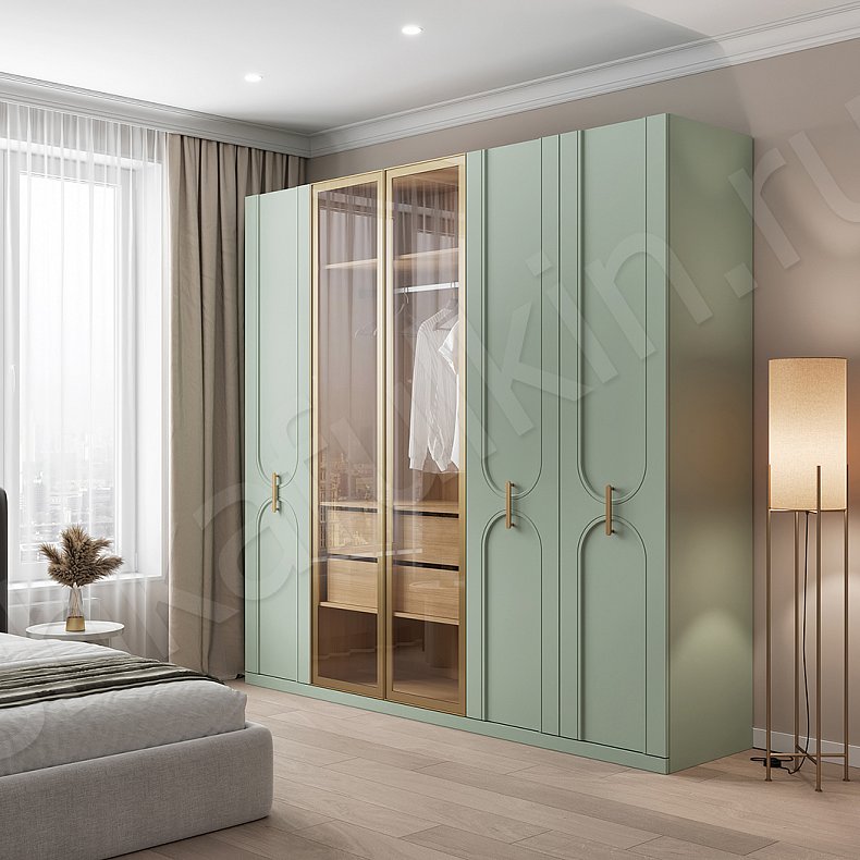 Шкаф Айвенго Белый Светлые Современный 5и створчатые Спальня Для белья Для вещей 1