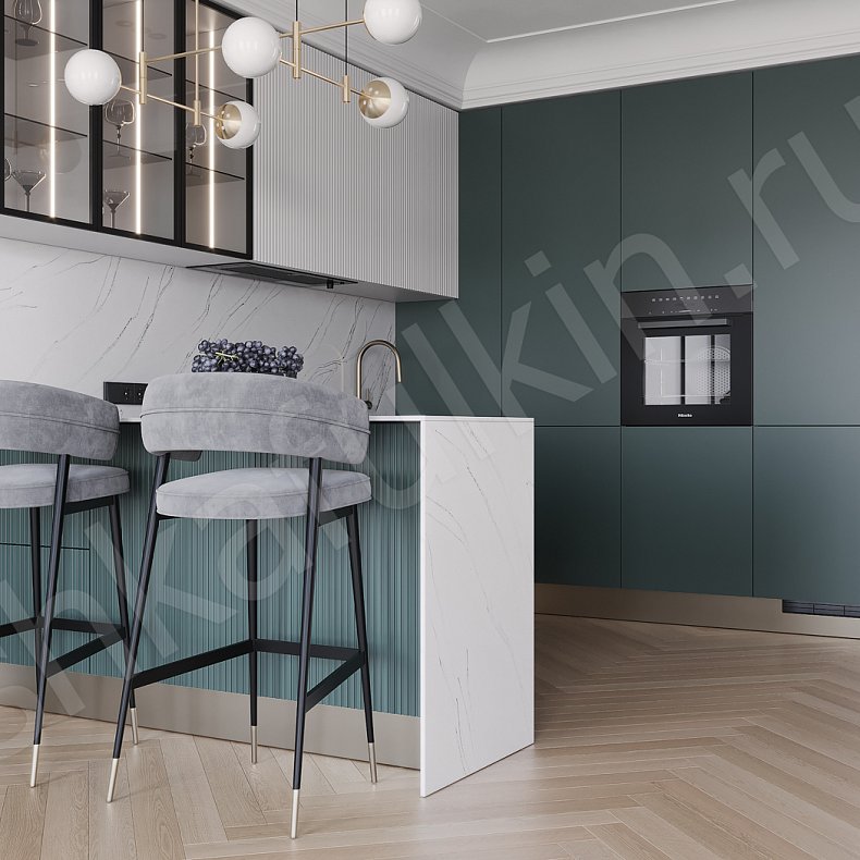 Изображение Кухня Орнелла Цветной Белый Темные Зеленый Современный Для декора Для посуды 5